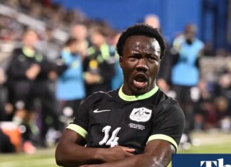Nestory Irankunda steals victory for Socceroos in fiery friendly against Canada