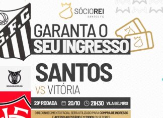 Venda de ingressos para Santos FC X Vitória, na Vila Belmiro, pelo Campeonato Brasileiro – Santos Futebol Clube