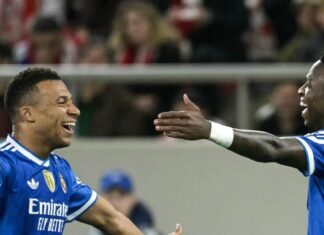 Mbappé e Vinicius Jr. ‘castigam’ Olympiacos na Champions, Real Madrid vence de virada e espanta má fase com Xabi Alonso