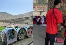 Três mosaicos do lado do Palmeiras, dez mil bandeiras rubro-negras e tensão na estrada: os bastidores da festa das torcidas em Lima