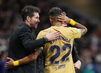 Simeone enche a bola de Raphinha e questiona: ‘Não sei como não ganhou a Bola de Ouro’