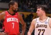 Durant leva a melhor sobre LeBron e Doncic, e Rockets atropelam os Lakers na NBA
