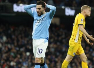 City tropeça no Brighton, empata pela terceira vez seguida e pode ver Arsenal disparar na liderança da Premier League