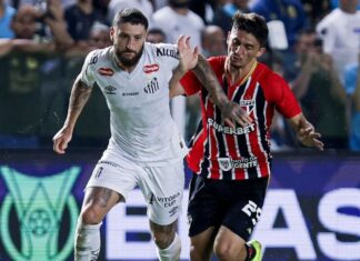 Com gol de Calleri, São Paulo busca empate com o Santos pelo Brasileirão