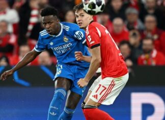 Real Madrid vence o Benfica na Champions em jogo marcado por golaço de Vinicius Jr. e acusação de racismo
