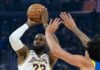 LeBron e Doncic não dão chances a Gui Santos em atropelo dos Lakers sobre os Warriors