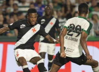 Vasco ‘vacila’ no fim com gol contra, cede empate diante do Coritiba e desperdiça chance de se aproximar do G-4 do Brasileirão